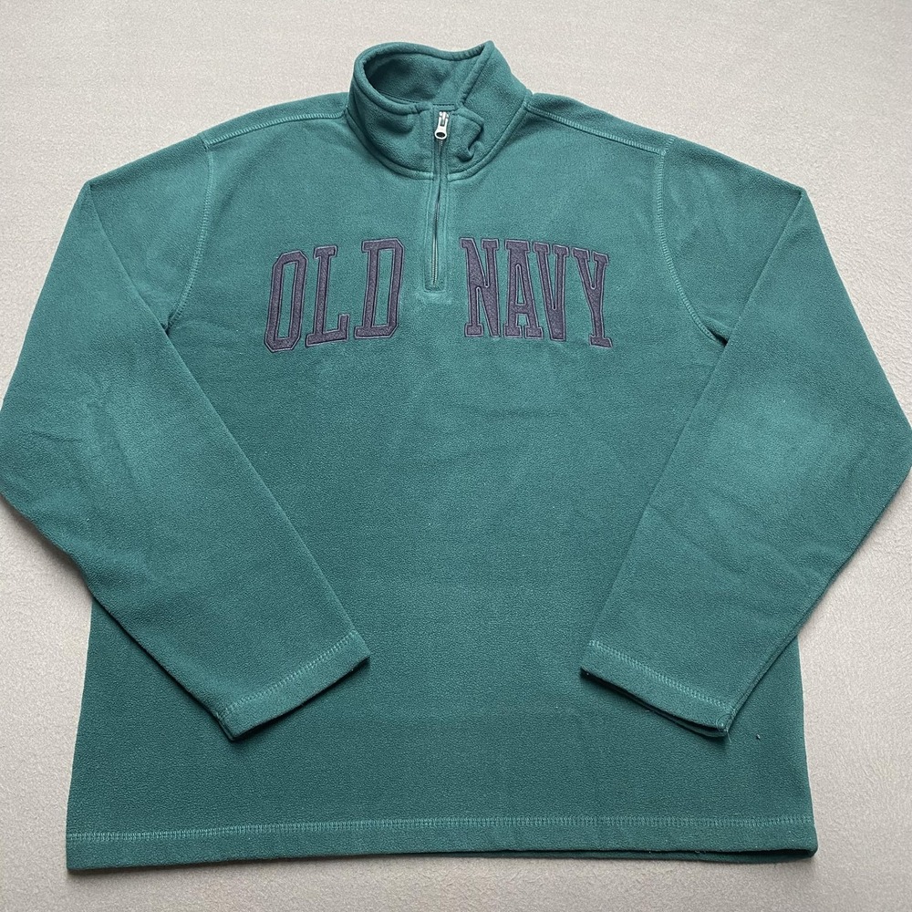 Old Navy Sweatshirt Mens Large Green 1/4 Zip Pullover Fleece Polyester 2010s‎